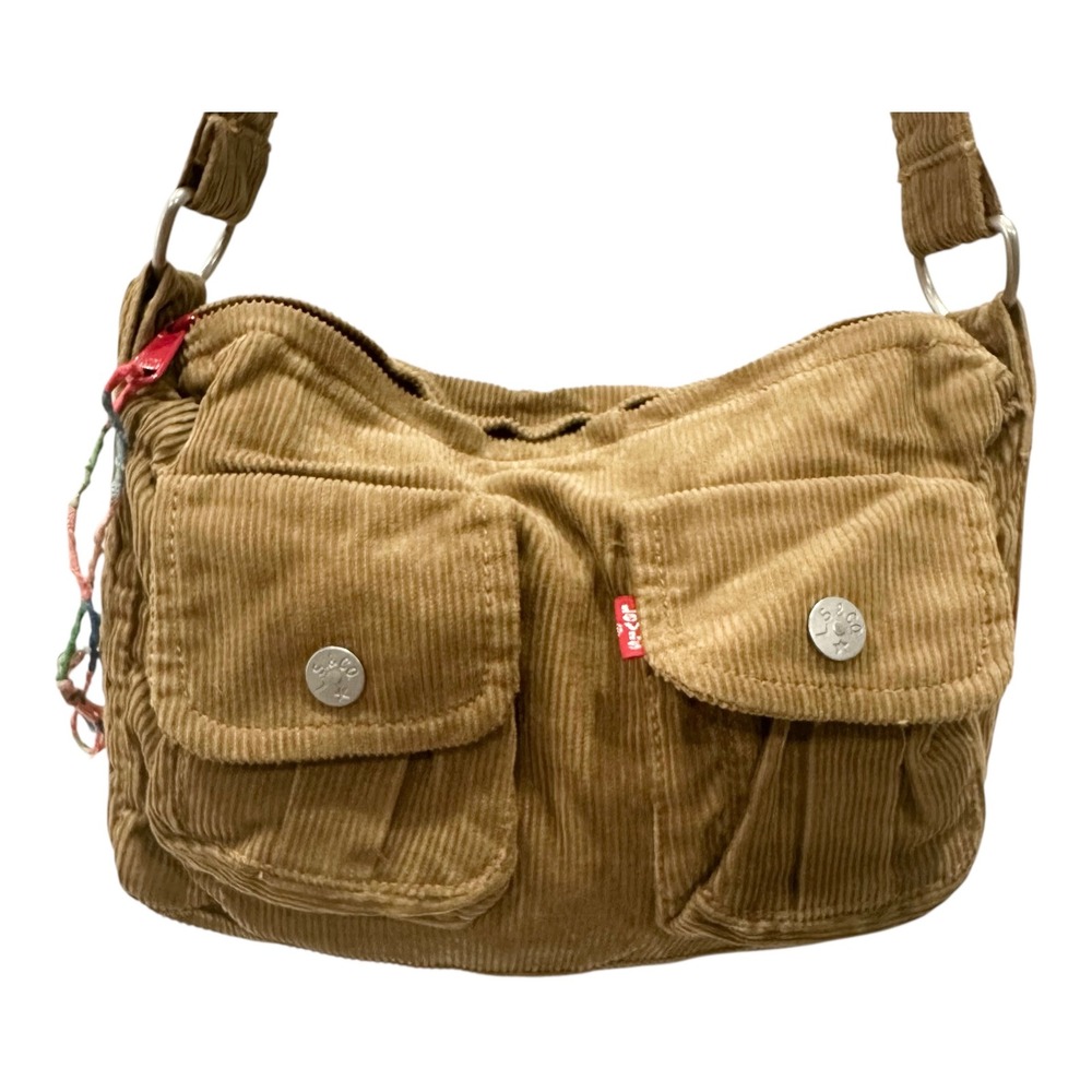 Levi's Corduroy Crossbody Bag Brown Utility Pockets Y2K Shoulder Purse